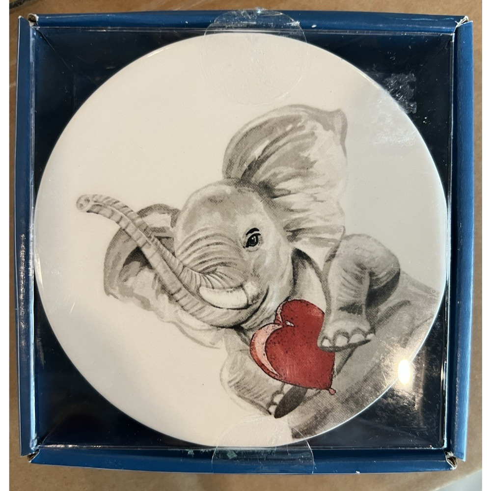 PIER 1-Elephants Heart Balloons Ceramic Drink Coasters Set‎ of 4 Animal-Love- - Picture 7 of 9